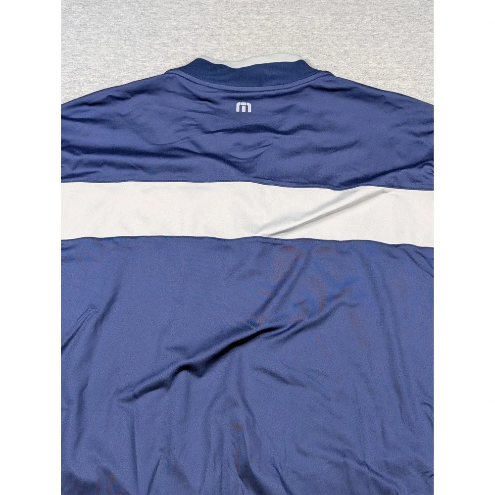 Travis Mathew Track Jacket Mens 2XL Blue White Full Zip Colorblock Golf Nylon